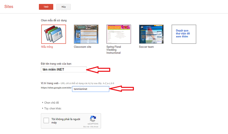 Cách tạo ra website miễn phí trên google site